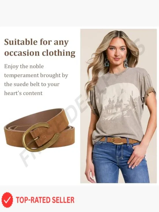 Leopard Print Belt Faux Leather C-Buckle Adjustable Trendy Animal Print - Picture 3 of 6